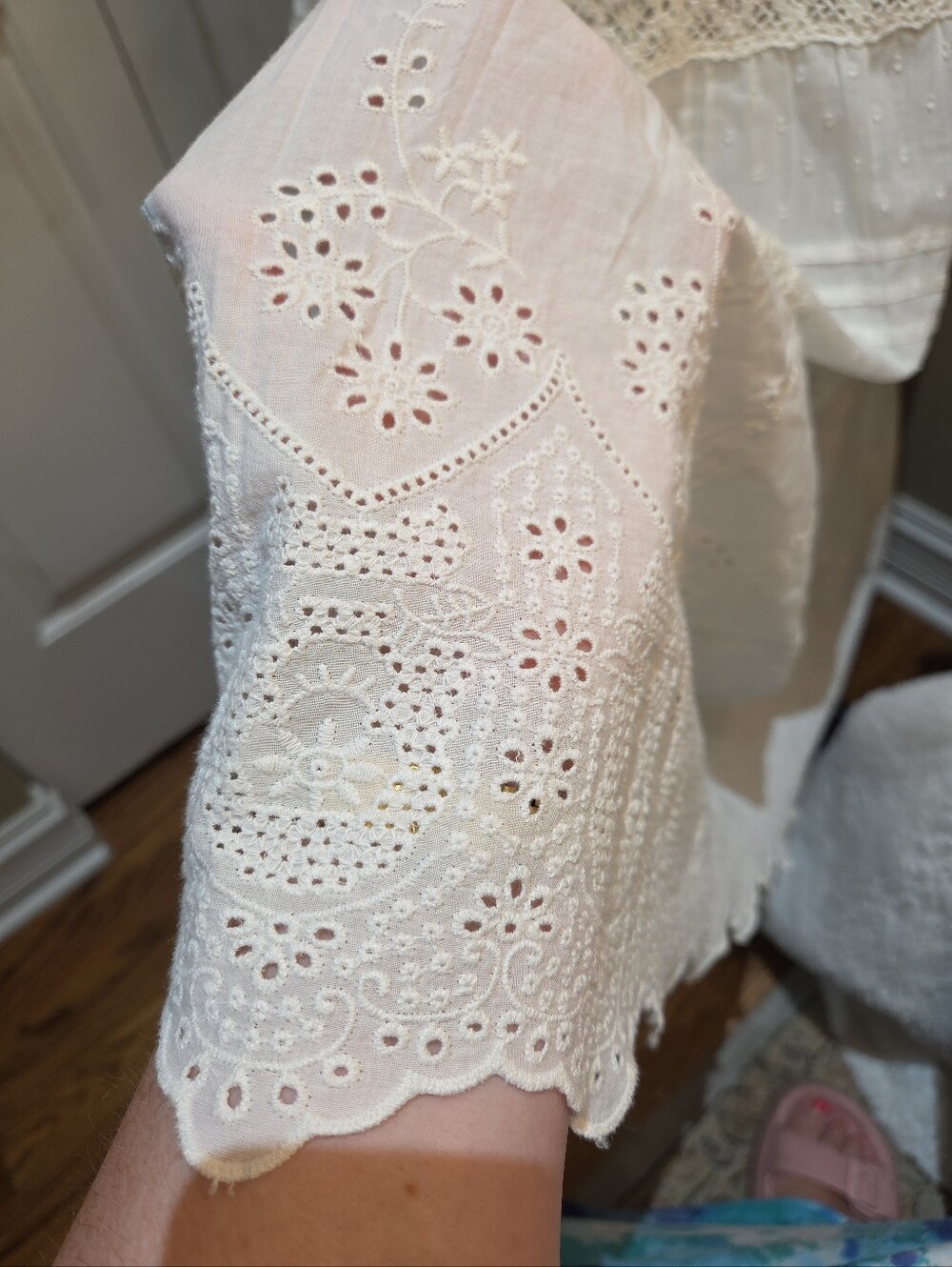 Nwt M & 1X & 2X Jennifer & Grace Women's OffWhite Eyelet Tiered Maxi SkirtB3 - Picture 13 of 17